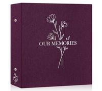 Lanpn Photo Album 6x4 Slip in, OUR MEMORIES Linen 600 Pockets Photo Albums Holds Landscape and Portrait 10x15cm Picture Purple