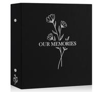 Lanpn Photo Album 6x4 Slip in, OUR MEMORIES Linen Extra Large Capacity 1000 Pockets Photo Albums Holds Landscape and Portrait 10x15cm Picture Black