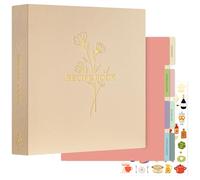 Lanpn Recipe Binder 3 Ring Kit, Waterproof Recipe Book Organizer Binder with 60 Plastic Sleeves,116 Recipes, Dividers, Labels & Stickers, Blank Recipe Journal Write Your Own Recipe Oat 30 x 32 cm