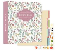 Lanpn Recipe Binder 8.5x11 3 Ring Kit, Blank Organizer Binder Recipe Book Waterproof Cookbook to Write in Your Own Recipes with 60 Plastic Sleeves,116 Recipes, Dividers,Labels & Stickers, Pink