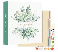 Lanpn Recipe Binder 8.5x11 3 Ring Kit, Waterproof Organizer Binder Recipe Book with 60 Plastic Sleeves,116 Recipes, Dividers, Labels & Stickers, Blank Cookbook to Write in Your Own Recipes