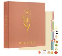 Lanpn Recipe Binder 8.5x11 3 Ring Kit, Waterproof Organizer Binder with 60 Plastic Sleeves,116 Recipes, Dividers,Labels & Stickers, Blank Recipe Book to Write in Your Own Recipes, Rose
