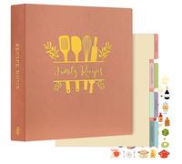 Lanpn Recipe Binder 8.5x11 3 Ring Kit, Waterproof Recipe Book to Write in Your Own Recipes, Blank Organizer Recipe Binder with 60 Plastic Sleeves,116 Recipes, Dividers,Labels & Stickers, Rose