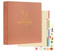 Lanpn Recipe Binder A4 3 Ring Kit, Waterproof Recipe Book Organizer Binder with 60 Plastic Sleeves,116 Recipes, Dividers, Labels & Stickers, Blank Recipe Journal Write Your Own Recipe Rose 30 x 32 cm