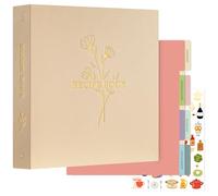 Lanpn Recipe Binder A4 3 Ring Kit, Waterproof Recipe Book Organizer Binder with 60 Plastic Sleeves,116 Recipes, Dividers, Labels & Stickers, Blank Recipe Journal Write Your Own Recipe Oat 30 x 32 cm