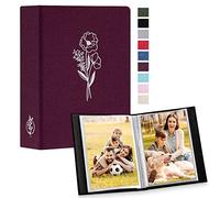 Lanpn Small Photo Album 6x4 2 Packs, Each Pack holds 50 Pictures, Slip in Pockets Mini Linen Top Loading Photo Albums for Portrait Only 10x15cm Picture Purple