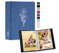 Lanpn Small Photo Album 6x4 2 Packs, Each Pack holds 50 Pictures, Slip in Pockets Mini Linen Top Loading Photo Albums for Portrait Only 10x15cm Picture Blue