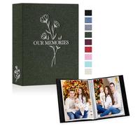 Lanpn Small Photo Album 6x4 2 Packs, Each Pack holds 50 Pictures, Slip in Pockets Mini OUR MEMORIES Linen Top Loading Photo Albums for Portrait Only 10x15cm Picture Green