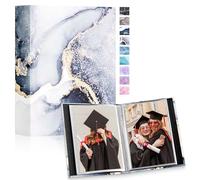 Lanpn Small Photo Albums 6x4 50 Pictures 2 Packs, Mini Capacity Leather Photo Book Pockets Set, Each Pack holds 50 Top Loader Vertical Pictures for Family Baby Kids Boy Girl Black Platinum