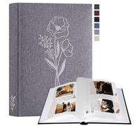 Lanpn Small Scrapbook Photo Album, Linen Cover Acid Free Photo book Picture Albums with 30 Sleeves 60 White Pages with Glassine Dividers (Grey, 19 x 27 cm)