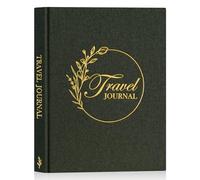 Lanpn Travel Photo Journal Book for Women Men with Prompt, Linen Travel Log Diary Scrapbook Notebook Memory Book with 15 Trips, Traveling Adventure Vacation Journal Travelers Gifts (Green, 110 Pages)