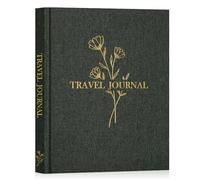 Lanpn Travel Photo Journal Notebook for Women Men, Linen Travel Log Diary Scrapbook Memory Book with Prompts, Anniversary Journals Traveling Gifts (Green, 110 Pages)