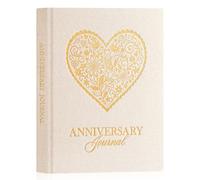 Lanpn Wedding Anniversary Journal Book, Linen Dating 1st to 70th Couple Memory Book Wedding Scrapbook, 190 Pages Love Stories Notebook Newlywed Marriage Anniversary Bridal Shower Gift, Beige