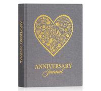 Lanpn Wedding Anniversary Journal Book, Linen Dating 1st to 70th Couple Memory Book Wedding Scrapbook, 190 Pages Love Stories Notebook Newlywed Marriage Anniversary Bridal Shower Gift, Grey