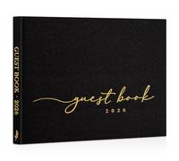Lanpn Wedding Guest Book 2026 - Linen Graduation Guestbook Wedding Reception with 108 Blank Pages for Sign in and Photos - Polaroid Guest Book for Wedding Bridal Shower Baby Shower Funeral (Black)