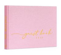 Lanpn Wedding Guest Book 2026 - Linen Hardcover Polaroid Guestbook Wedding Reception with 108 Blank Pages for Sign in and Photos - Guest Book for Wedding Bridal Shower Baby Shower Party (Pink)