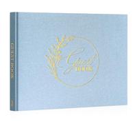 Lanpn Wedding Guest Book for Wedding Reception - Elegant Linen Hardcover Guestbook with 108 Blank Pages for Sign in and Photos - Polaroid Guest Book for Bridal Shower Baby Shower Wedding Party (Blue)