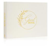 Lanpn Wedding Guest Book for Wedding Reception - Elegant Linen Hardcover Guestbook with 108 Blank Pages for Sign in and Photos - Polaroid Guest Book for Bridal Shower Baby Shower Wedding Party (Cream)