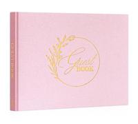 Lanpn Wedding Guest Book for Wedding Reception - Elegant Linen Hardcover Guestbook with 108 Blank Pages for Sign in and Photos - Polaroid Guest Book for Bridal Shower Baby Shower Wedding Party (Pink)