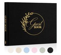 Lanpn Wedding Guest Book - Linen Graduation Guestbook for Wedding Reception with 108 Blank Pages for Sign in and Photos - Polaroid Guest Book for Wedding Bridal Shower Baby Shower Funeral Black
