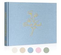 Lanpn Wedding Guest Book with 108 Blank Pages - Elegant Linen Hardcover Guestbook Wedding Reception for Sign in and Photos - Polaroid Guest Book for Wedding Bridal Shower Baby Shower Party (Blue)