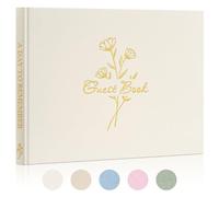 Lanpn Wedding Guest Book with 108 Blank Pages - Elegant Linen Hardcover Guestbook Wedding Reception for Sign in and Photos - Polaroid Guest Book for Wedding Bridal Shower Baby Shower Party (Cream)