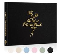 Lanpn Wedding Guest Book with 108 Blank Pages - Linen Hardcover Graduation Guestbook Wedding Reception for Sign in and Photos - Polaroid Guest Book for Wedding Bridal Shower Baby Shower Funeral Black