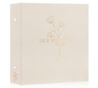 Lanpn Wedding Photo Album 6x4 1000 Pocket Photos Slip in, Linen Cover Large Capacity Newlywed Marriage Album Hold 1000 Horizontal Vertical Photos (Flower, Beige)