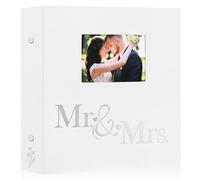 Lanpn Wedding Photo Album 6x4 1000 Pocket Photos Slip in, Linen Cover Large Capacity Newlywed Marriage Window Album Hold 1000 Horizontal Vertical Photos (Mr & Mrs, White)