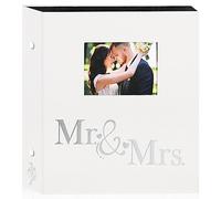 Lanpn Wedding Photo Album 6x4 600 Pocket Photos Slip in, Linen Cover Large Capacity Newlywed Marriage Window Album Hold 600 Portrait Landscape Photos (Mr & Mrs, White)