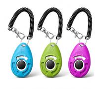 LANQEAOR Pet Training Clicker with Wrist Strap, 3 Pcs Dog Clicker for Puppy Potty Training, Cat Bird Horse, Blue Green Purple Pink