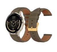 LanQii 18mm Leather Strap for Garmin Venu 4 41mm/Venu 3S 41 mm/Forerunner 265S/255S Watch Band, Men Women Leather Replacement Strap for Garmin Vivoactive 4S 40 mm/Vivomove 3S 39 mm, Khaki