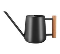 LanQii 1L/35oz Watering Can Indoor Plants, Stainless Steel Indoor Water Can with Long Spout and Wooden Handle Watering Jug for Houseplant Bonsai Bonsai Garden Flower - Black