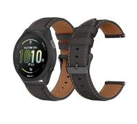 LanQii 20mm Leather Strap for Garmin Approach S50/S44/Vivoactive 6/Vivoactive 5/3/Forerunner 570 42mm/165/165 Music, Replacement Watch Band for Garmin Venu Sq 2/Sq 2 Music Edition/Venu 2 Plus, Black