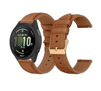 LanQii 20mm Leather Strap for Garmin Approach S50/S44/Vivoactive 6/Vivoactive 5/3/Forerunner 570 42mm/165/165 Music, Replacement Watch Band for Garmin Venu Sq 2/Sq 2 Music Edition/Venu 2 Plus, Coffee