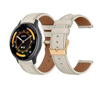 LanQii 22mm Leather Strap Compatible with Garmin Venu 4 45mm/Venu 3 45mm/Venu 2/Vivoactive 4/Active, Soft Leather Bracelet, Replacement Watch Band for Garmin Forerunner 265/255/255 Music, Off-White