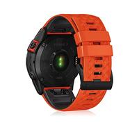 LanQii 22mm QuickFit Silicone Strap for Garmin Tactix 8 47mm/Descent G2/G1 Solar/Epix (Gen 2)/Epix, Silicone Wristband for Garmin Fenix E 47mm/Fenix 8 47mm/7 Pro/7/6/6 Pro/5/5 Plus - Orange/Black