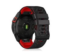 LanQii 26mm QuickFit Silicone Strap for Garmin Tactix 8 51mm/Enduro 3/2/1/Descent Mk3i/Mk2i/Mk2/Mk1, Silicone Wristband for Garmin Fenix 8 51mm/7X Pro Solar/7X/6X/6X Pro/5X/5X Puls - Black/Red