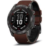 LanQii 26mm QuickFit Strap for Garmin Tactix 8 51mm/Enduro 3/2/1/Descent Mk3i/Mk2i/Mk2/Mk1, Leather+Silicone Replacement Strap for Garmin Fenix 8 51mm/7X Pro Solar/7X/6X/6X Pro/5X/5X Puls - Coffee