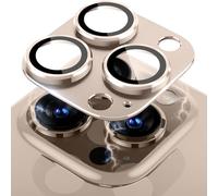 LanQii Camera Lens Protector Compatible with iPhone 16 Pro/iPhone 16 Pro Max, 9H Hardness Metal Tempered Glass Film HD Camera Lens Protector for iPhone 16 Pro/iPhone 16 Pro Max, Desert Titanium