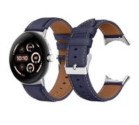 LanQii Leather Strap for Google Pixel Watch 4 45 mm 2025 / Google Pixel Watch 3 45 mm 2024, Soft Leather Bracelet, Replacement Watch Band - Blue