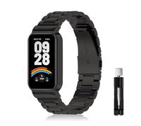 LanQii Metal Strap Compatible with Xiaomi Smart Band 9 Active, Stainless Steel Bracelet for Xiaomi Mi Band 9 Active - Black