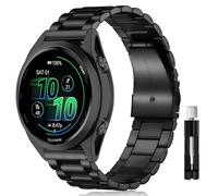 LanQii Metal Strap for Garmin Approach S50/S44/Vivoactive 6/Vivoactive 5/3/Forerunner 570 42mm/165, Stainless Steel Replacement Watch Bracelet Band for Garmin Venu Sq 2/Sq 2 Music Edition, Black