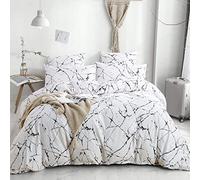 Lanqinglv Duvet Cover Set King Size Black and White Marble Geometric Bedding Set Kingsize Reversible Textured Soft Quilt Cover 220x240cm with Zipper Closure and 2 Pillowcases 50x75cm