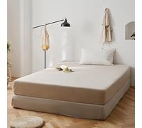 Lanqinglv Fitted sheet 90x200 cm Single Size Beige Brushed Microfibre 35cm Deep Fitted Bed Sheet,Super Soft and Machine Washable