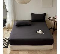 Lanqinglv Fitted sheet 90x200 cm Single Size Black Brushed Microfibre 35cm Deep Fitted Bed Sheet,Super Soft and Machine Washable
