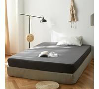 Lanqinglv Fitted sheet 90x200 cm Single Size Dark Grey Brushed Microfibre 35cm Deep Fitted Bed Sheet,Super Soft and Machine Washable