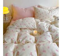 Lanqinglv Girls Duvet Cover Set Double Size, Pink Bow Bedding Set Princess Style Bowknot Comforter Duvet Cover 200x200 cm with Zipper Closure and 2 Pillowcases 50x75 cm