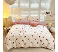 Lanqinglv King Duvet Cover Set White Red Cherry Bedding Set King Bed | Duvet Cover King 220x240 with Zipper Closure,2 Pillowcases 50x75cm,Reversible,All Season,Oeko-Tex certified,Great Gift
