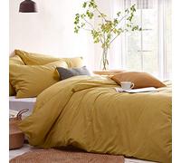 Lanqinglv Single Duvet Cover Set Yellow Plain Microfiber Bedding Set Modern Quilt Cover 135x200 with Zipper Closure and Pillowcase 50x75cm